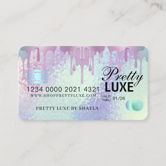 Luxury Beauty Dripping HoloGraph Kredit Stil Bu Visitkort (Framsida)