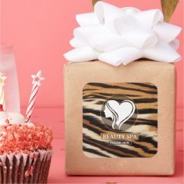 Luxury Beauty Spa Logo Elegant Tiger Print Salon Fyrkantigt Klistermärke