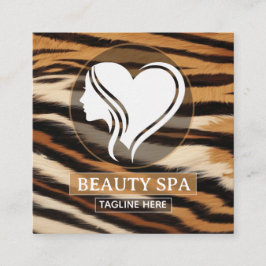 Luxury Beauty Spa Logo Elegant Tiger Print Salon Fyrkantigt Visitkort