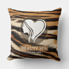 Luxury Beauty Spa Logo Elegant Tiger Print Salon Kudde