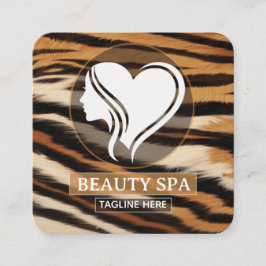 Luxury Beauty Spa Logo Elegant Tiger Print Salon Tidsbeställning Kort