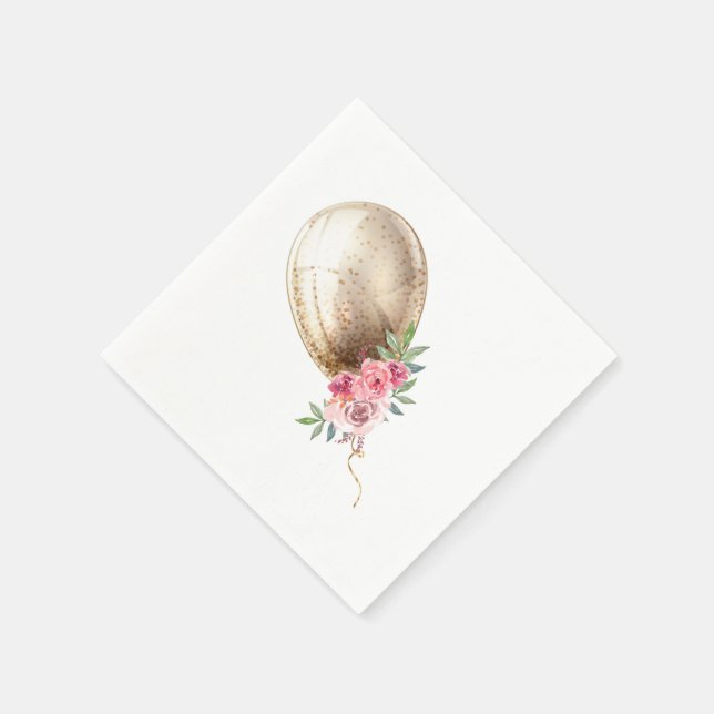 Luxury Beige Balloon Glitter Party Napkins Pappersservett (Hörn)