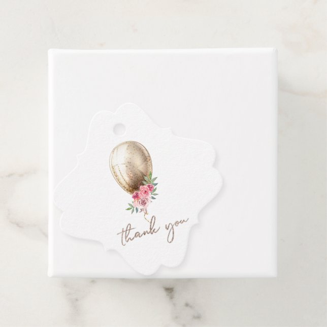 Luxury Beige Balloon Glitter Tack Gåvor Etiketter (På plats)