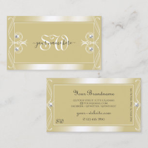 Luxury Beige Cream Gnistra Jewels Monogram Ornate Visitkort