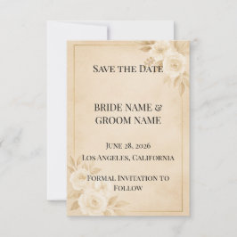 Luxury Beige & Gold Save the Date Card Spara Datumet