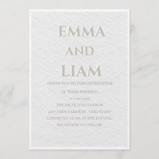 Luxury Beige & Gold Wedding Invitation | Elegant M Inbjudningar
