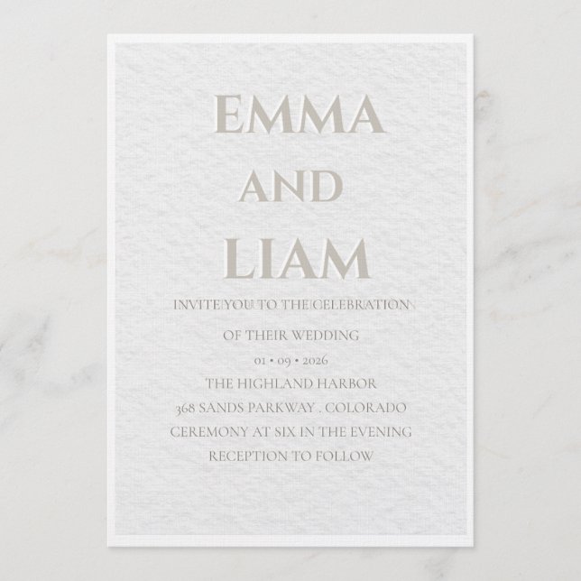 Luxury Beige & Gold Wedding Invitation | Elegant M Inbjudningar (Framsida)