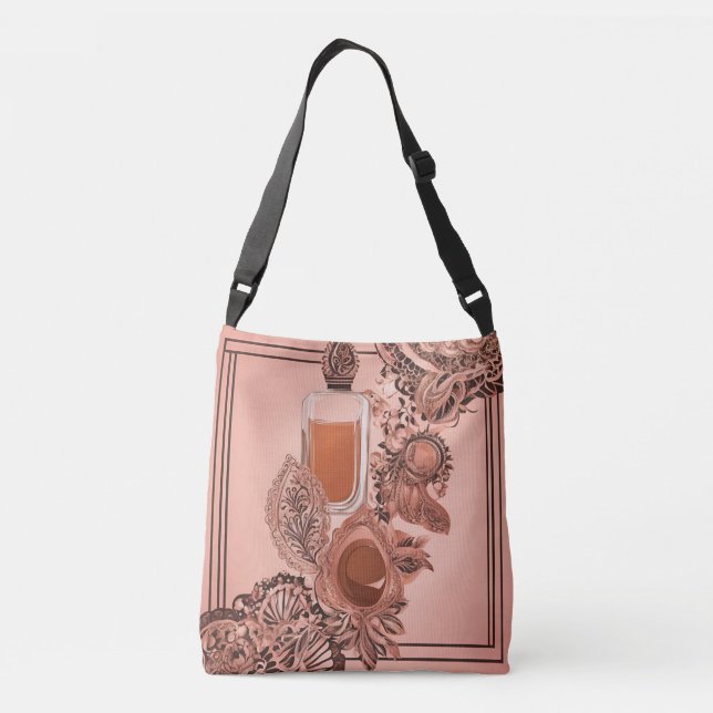 Luxury Beige Parfym Me med Snöre AI art Axelväska (Baksida)