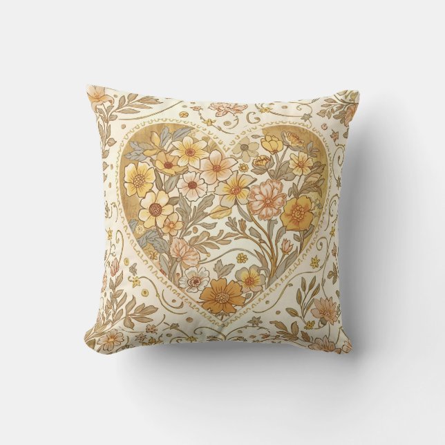 Luxury, , Beigi Gold ,Love Heart , Valentine's Day Kudde (Framsida)