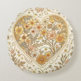 Luxury, , Beigi Gold ,Love Heart , Valentine's Day Rund Kudde