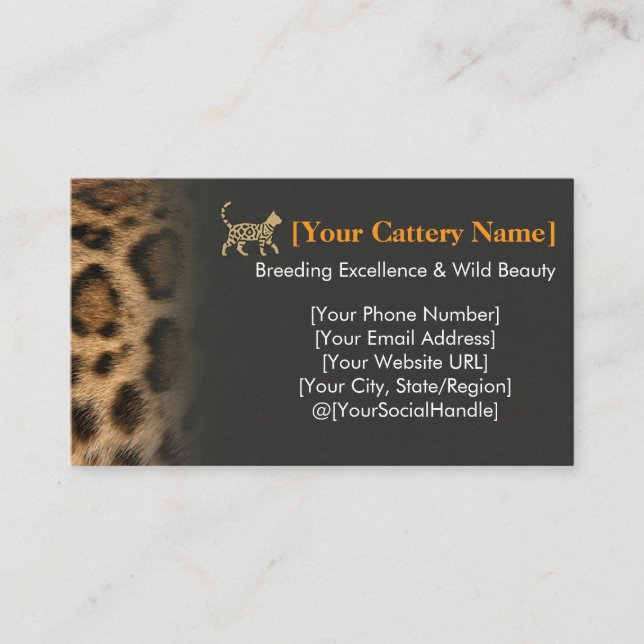 Luxury Bengal Cat Cattery Customizable  Visitkort (Framsida)