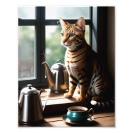Luxury Bengal Cat Portrait by Window Fototryck