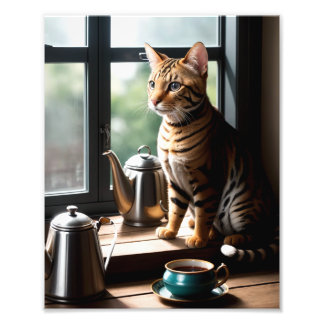 Luxury Bengal Cat Portrait by Window Fototryck