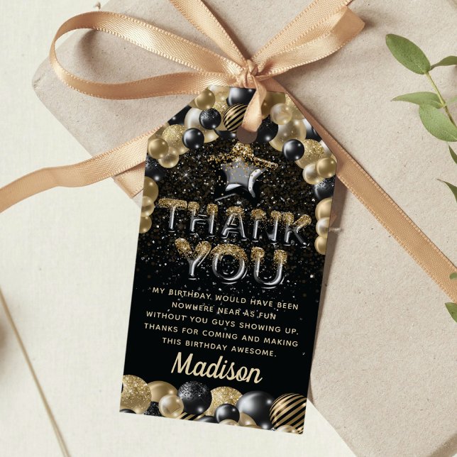 Luxury Birthday Guld Black Personlig Presentetikett (Skapare uppladdad)