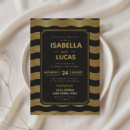 Luxury Black and Gold Art Deco Elegant Gatsby Inbjudningar