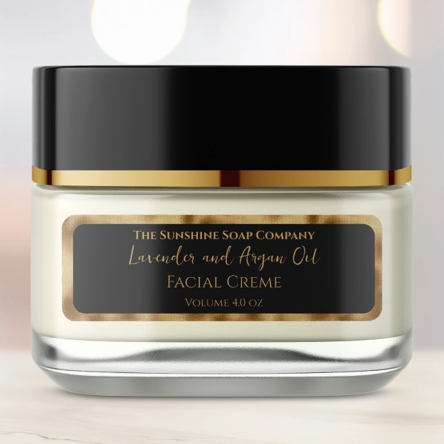 Luxury Black and Gold Cosmetics Jar Label Returadress Etikett (Skapare uppladdad)