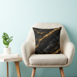 Luxury Black and Gold Marble Throw Pillow Kudde