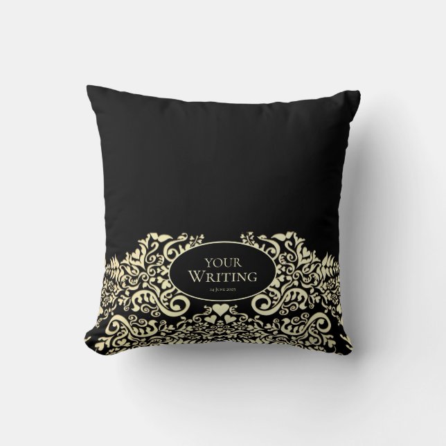 Luxury Black and Gold Personalized Kudde (Framsida)