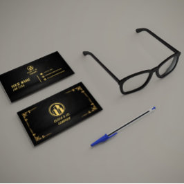 Luxury Black and Gold QR Contact Card Visitkort