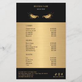 Luxury Black and Gold Salon Price List Flygblad
