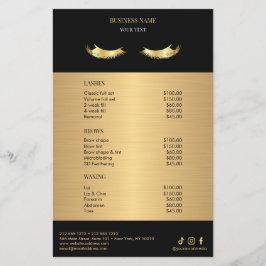 Luxury Black and Gold Salon Price List Flygblad
