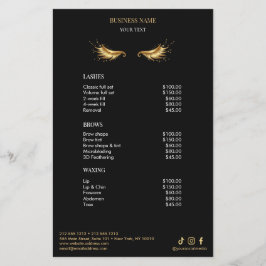 Luxury Black and Gold Salon Price List Menu Flygblad