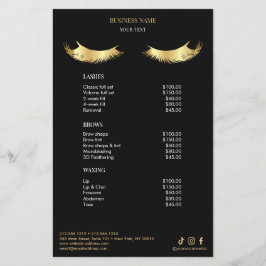 Luxury Black and Gold Salon Price List Menu Flygblad