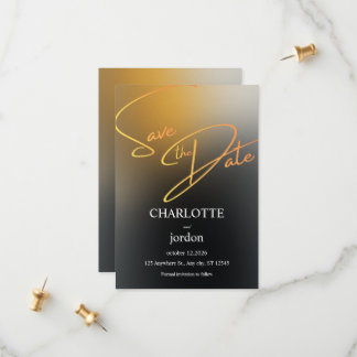 Luxury Black and Gold Save the Date Wedding Card Spara Datumet