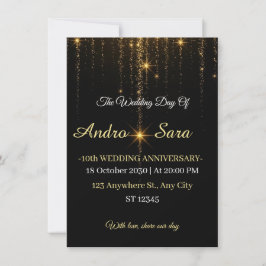 Luxury Black and Gold Wedding Invitation - Elegant