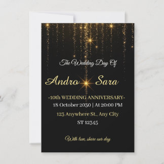 Luxury Black and Gold Wedding Invitation - Elegant