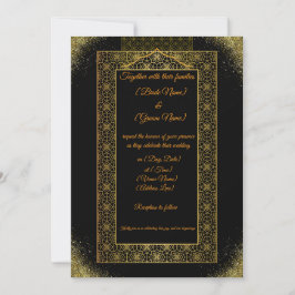 Luxury Black and Gold Wedding Invitation | Elegant Inbjudningar