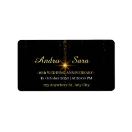 Luxury Black and Gold Wedding Return Address Label Adressetikett