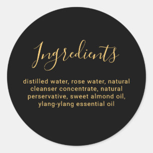 Luxury Black and Guld Beauty Ingredient List Runt Klistermärke