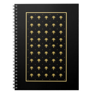 Luxury Black and Guld Vintage Damask Pattern Anteckningsbok