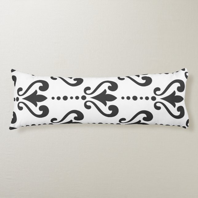 Luxury Black and White Damask Kroppskudde (Framsidan)