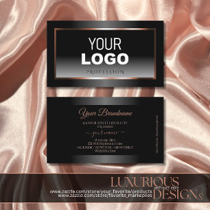 Luxury Black and White Ombre Ro Guld Ram Logotyp Visitkort