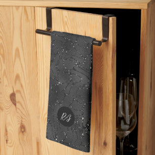 Luxury Black backgroun med vit sparkles mönster Kökshandduk
