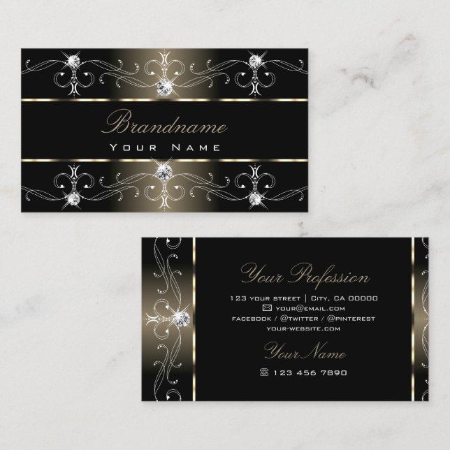 Luxury Black Beige Ornate Gräns judar Ornamels Visitkort (Fram/baksida)