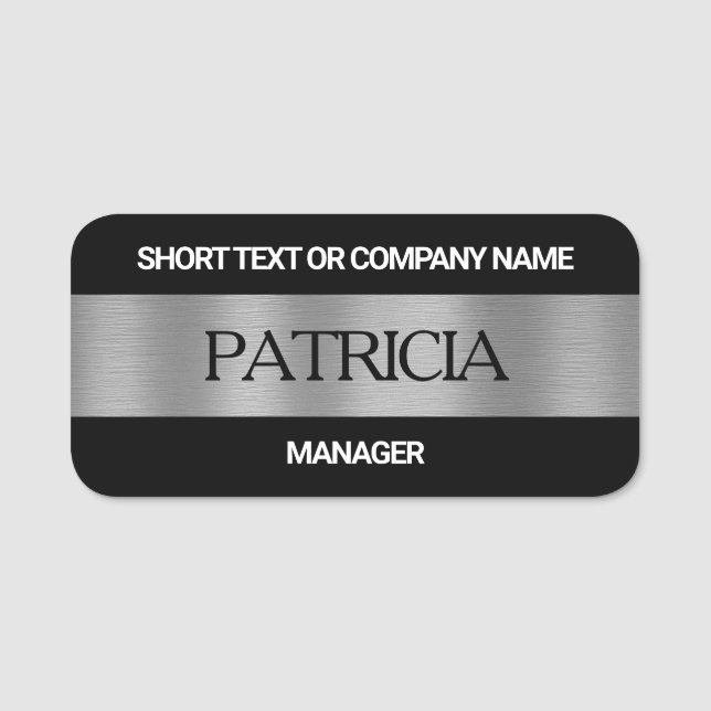 Luxury Black & Brushed Silver: Company Namn, Title Namnbricka (Framsida)