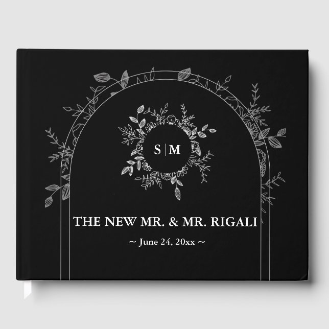 Luxury Black elegant bröllop Guest Bok (Framsida)