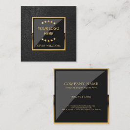 Luxury Black Faux Leather Logotyp Business Fyrkantigt Visitkort