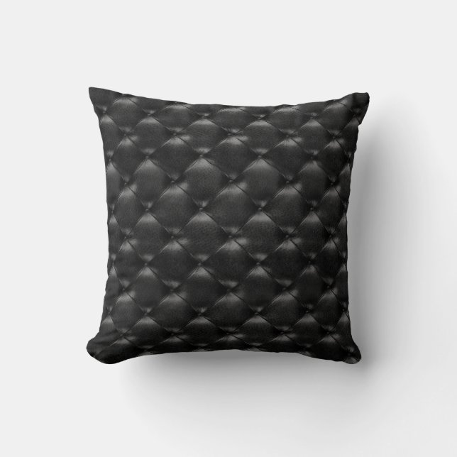Luxury Black Glam Tuabled Leather Opulent Glam Kudde (Framsida)