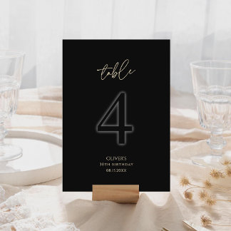 Luxury Black Gold 30th Birthday Table Number 4 OSA Kort