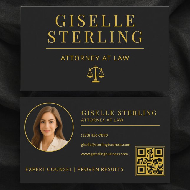 Luxury Black Gold Attorney at Law QR Code Visitkort (Skapare uppladdad)