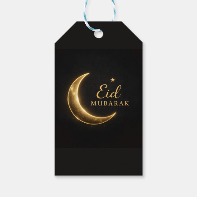 Luxury Black & Gold Eid Mubarak Stickers– Elegant Presentetikett (Framsidan)