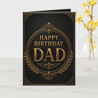 Luxury Black & Gold Elegant Birthday Card for Dad Kort