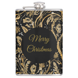 Luxury Black Gold Flowers Pattern, Merry Christmas Fickplunta