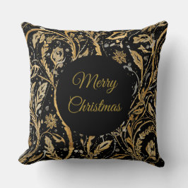 Luxury Black Gold Flowers Pattern, Merry Christmas Kudde