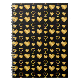 Luxury  Black Gold Foil Hearts  Anteckningsbok