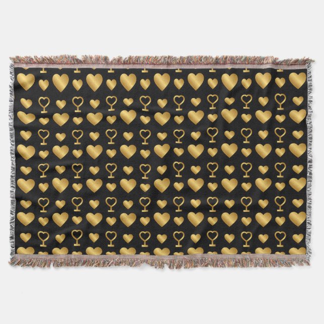 Luxury Black Gold Foil Hearts  Filt (Framsidan)